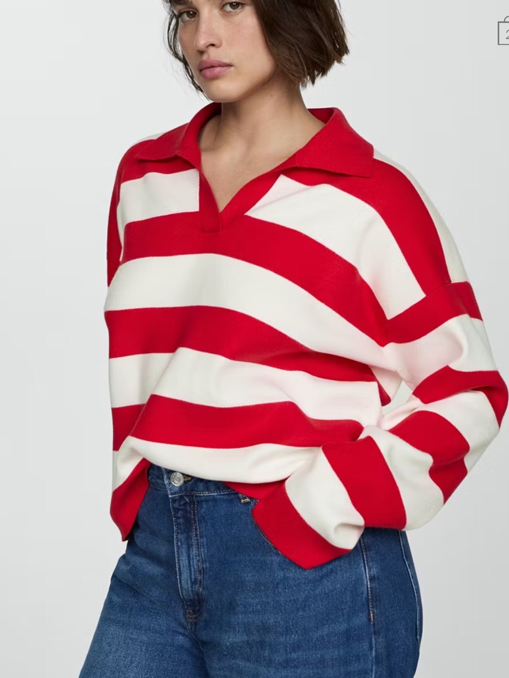 Striped polo-neck sweater